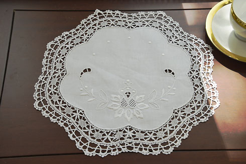 Southern Hearts Cluny Lace Doily 13" Round. ( 4 pieces)